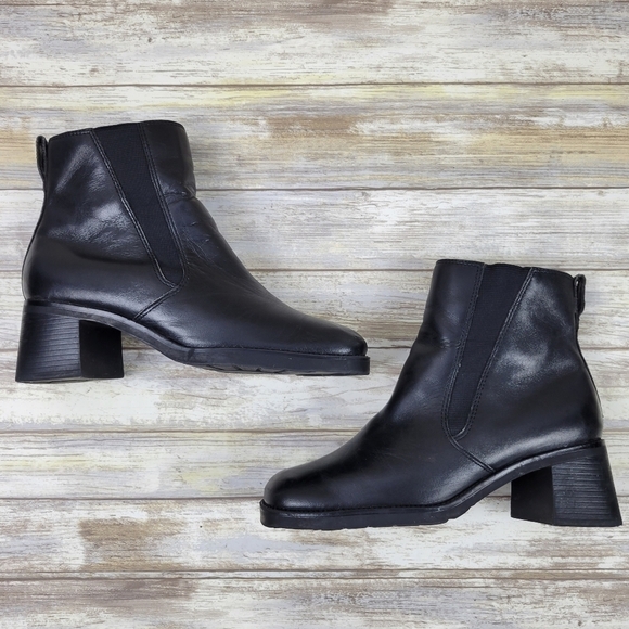 Croft & Barrow Marlon Black Leather Block Heel Chelsea Ankle Boots Womens Size 6 - Picture 4 of 10